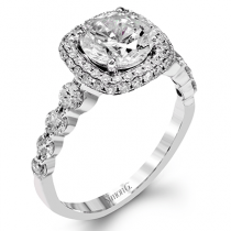 ROUND-CUT DOUBLE-HALO ENGAGEMENT RING IN PLATINUM WITH DIAMONDS