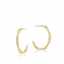 Petite Crescent Curve Hoop Earrings featuring Diamonds se196y