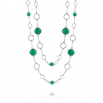Cascading Gem Necklace featuring Clear Quartz over Green Onyx