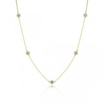 5-Station Petite Gemstone Necklace with London Blue Topaz 