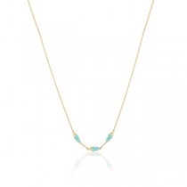 Petite Open Crescent Gemstone Necklace with Turquoise 
