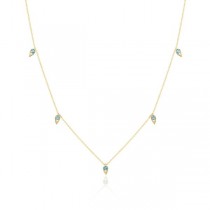 5-Station Open Crescent Necklace with London Blue Topaz 