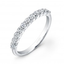 Uneek 11-Diamond Shared-Prong Wedding Band with Scalloped Edges, in 14K White Gold