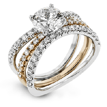 18K WHITE & ROSE GOLD, WITH WHITE DIAMONDS. LR1083 - WEDDING SET 