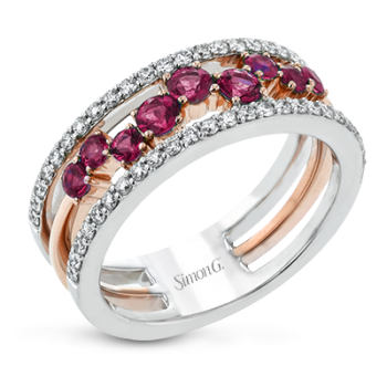 18K WHITE & ROSE GOLD, WITH WHITE DIAMONDS. LR2303-R - COLOR RING 