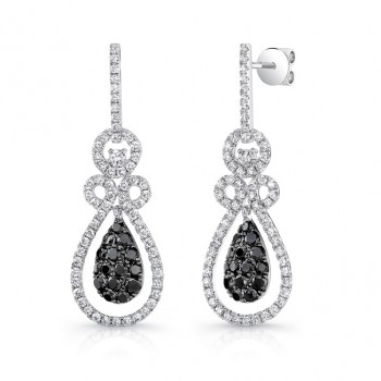 14K White Gold Black Diamond Earrings LVE020BL