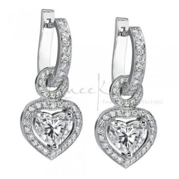 Uneek 18K White Gold Heart Shape Diamond Earrings LVE086