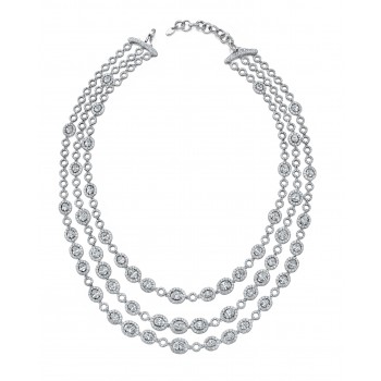 Signature Collection 18K White Gold Diamond Link Necklace LVN556