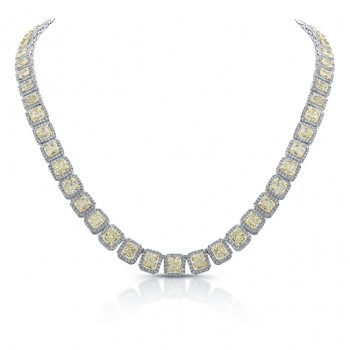 Natureal Collection 18K White Gold Yellow and White Diamond Necklace LVN590