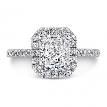 Uneek Platinum Radiant Diamond Halo Engagement Ring-LVS787RAD