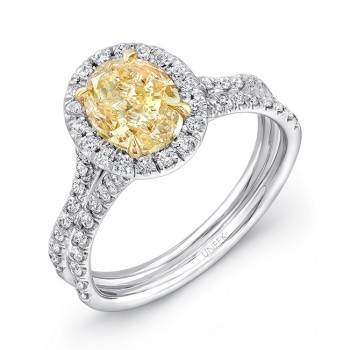 Uneek Natureal Yellow Split Shank Diamond Engagement Ring LVS925