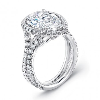 Uneek Platinum Split Shank Cushion Diamond Halo Engagement Ring-LVS959