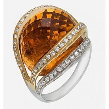 Alluring Citrine and Diamond Ring by Zeghani
