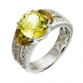 Beautiful Zeghani Lemon Quartz and Coniac Fashion Ring
