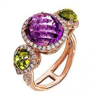 Handsome Zeghan Amethyst and Peridot Fashion Ring