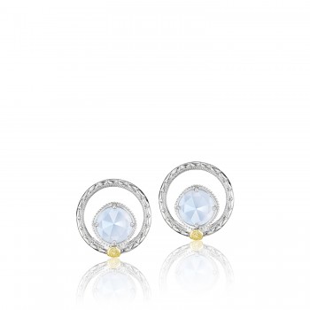 Silver Bloom Gem Studs featuring Chalcedony