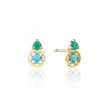 Petite Gemstone Earrings with Turquoise and Green Onyx 