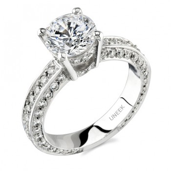 Uneek 18K White Gold Solitaire Diamond Engagement Ring SM590