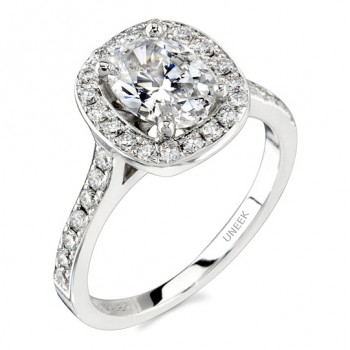 Uneek 18K White Gold Halo Diamond Engagement Ring SM631