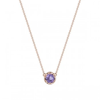 Petite Crescent Station Necklace featuring Rose Amethyst 