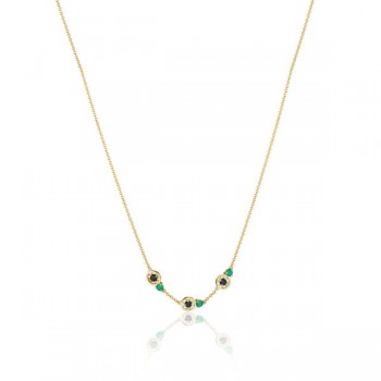 Petite Gemstone Necklace with Black and Green Onyx 