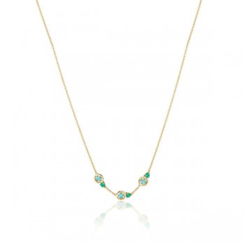 Petite Gemstone Necklace with Turquoise and Green Onyx 
