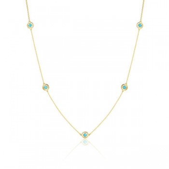 5-Station Petite Gemstone Necklace with Turquoise 