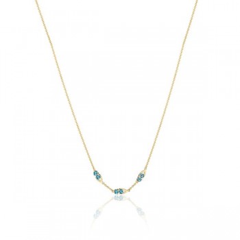 Petite Open Crescent Gemstone Necklace with London Blue Topaz 