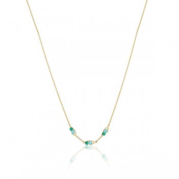 Petite Open Crescent Gemstone Necklace with Turquoise and Green Onyx 