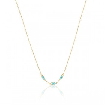 Petite Open Crescent Gemstone Necklace with Turquoise 