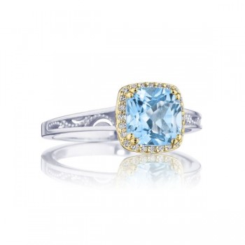 Cushion Bloom Gemstone Ring with Diamonds and Sky Blue Topaz