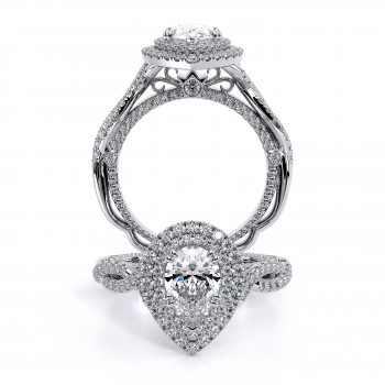 VENETIAN-5066 PEAR 14k White Gold Halo Engagement Ring