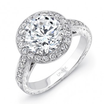 Uneek Halo Round Diamond Engagement Ring LVS937